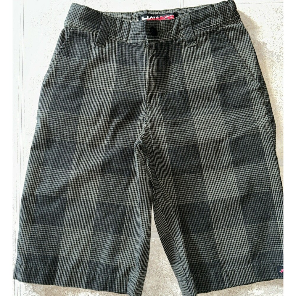 Tony Hawk Shorts Boys size 10 Black Plaid Adjustable Waist